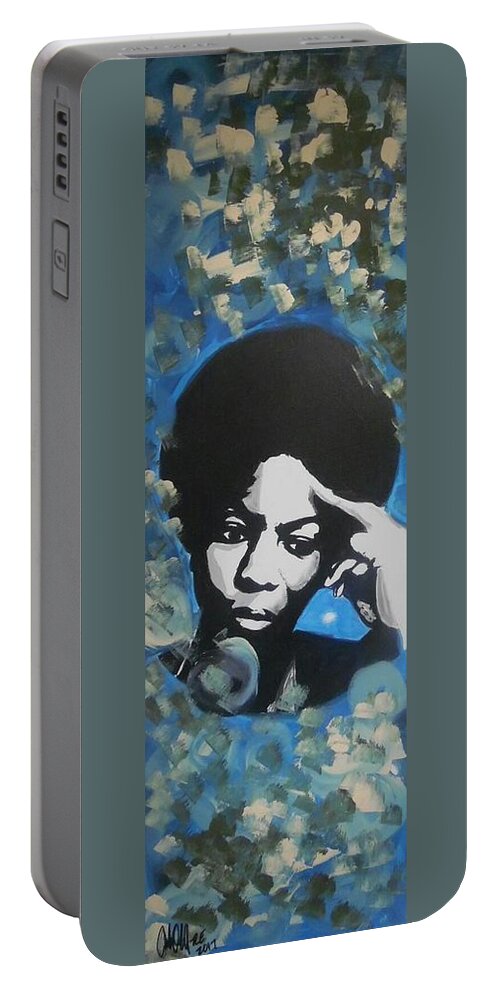 Singer Portable Battery Charger featuring the painting Nina Nina by Antonio Moore