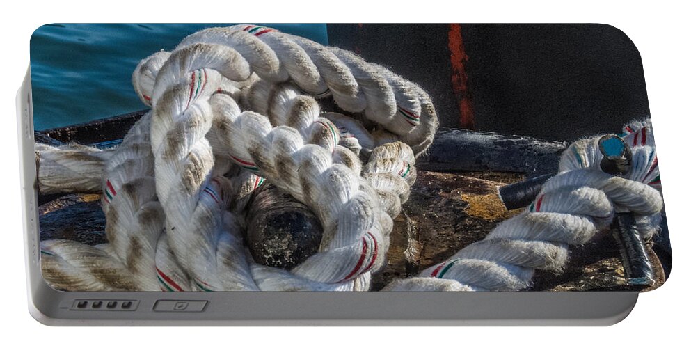 Rope Portable Battery Charger featuring the photograph Ship Rope by Patti Deters