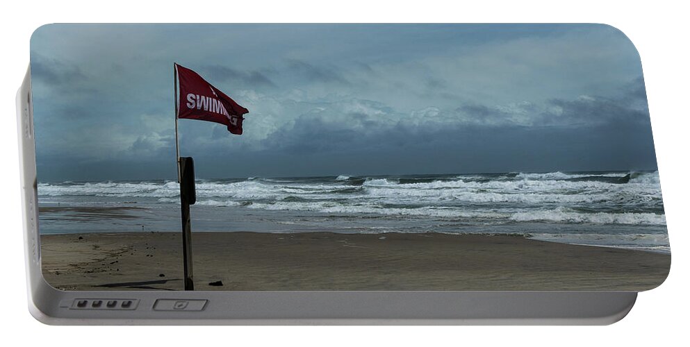 Beach Portable Battery Charger featuring the photograph No swimming by Liz Albro