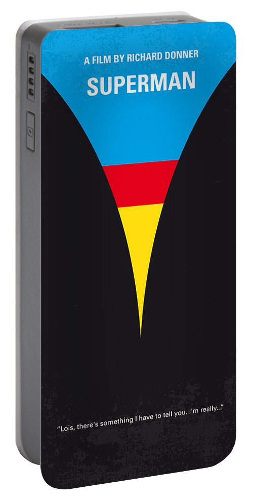 Superman Portable Battery Charger featuring the digital art No086 My Superman minimal movie poster by Chungkong Art
