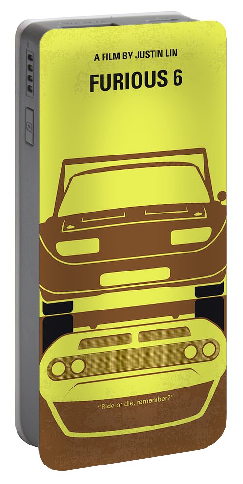 Furious 6 Portable Battery Charger featuring the digital art No207-6 My Furious 6 minimal movie poster by Chungkong Art