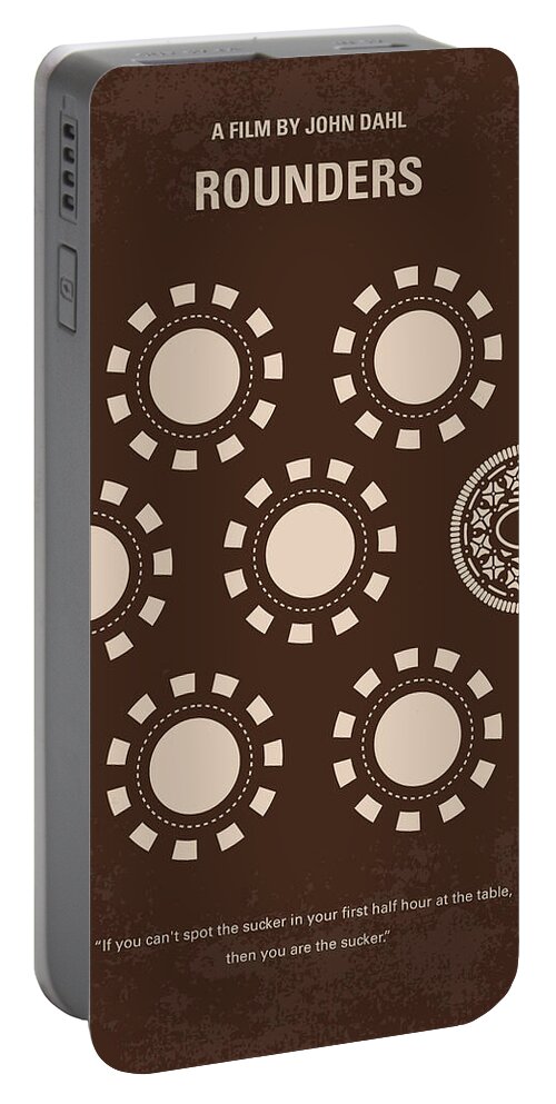 Rounders Portable Battery Charger featuring the digital art No503 My Rounders minimal movie poster by Chungkong Art