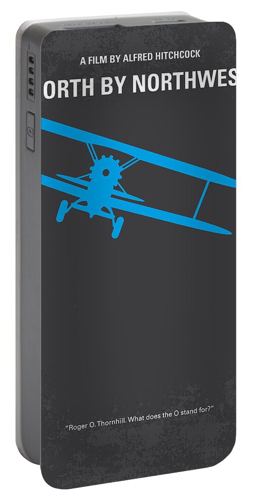 North By Northwest Portable Battery Charger featuring the digital art No535 My North by Northwest minimal movie poster by Chungkong Art