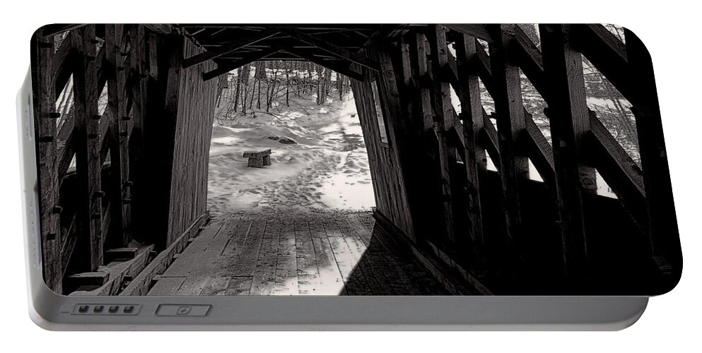 Bridge Portable Battery Charger featuring the photograph Nobody Sits On A Cold Hard Bench by Mim White