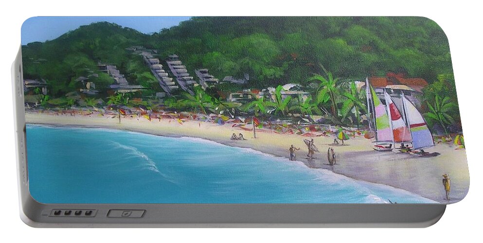 Noosa Portable Battery Charger featuring the painting Noosa Fun Acrylic Painting by Chris Hobel