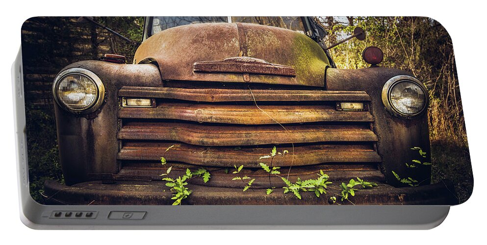 North Carolina Portable Battery Charger featuring the photograph North Carolina Back Roads Rusty Chevy by Cynthia Wolfe