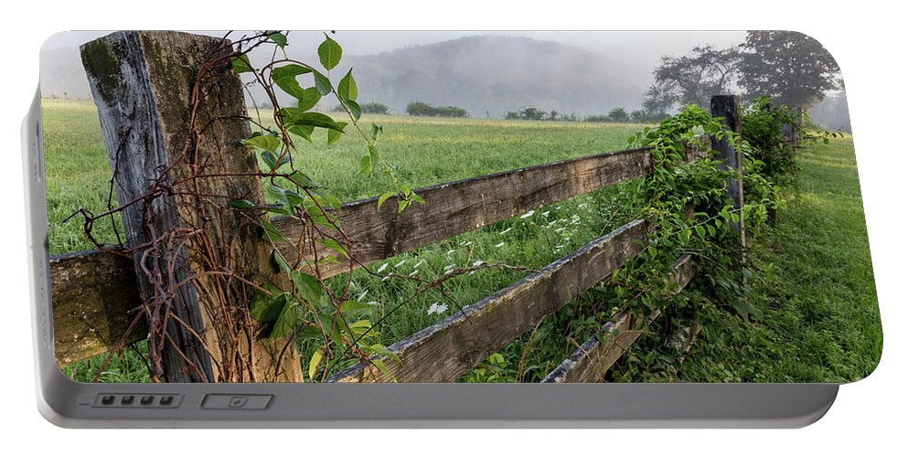 Fog Portable Battery Charger featuring the photograph North Road View by Jim Gillen