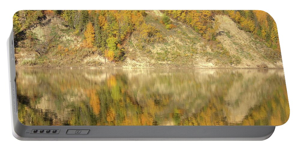 Autumn Portable Battery Charger featuring the photograph North Saskatchewan River Reflections by Jim Sauchyn