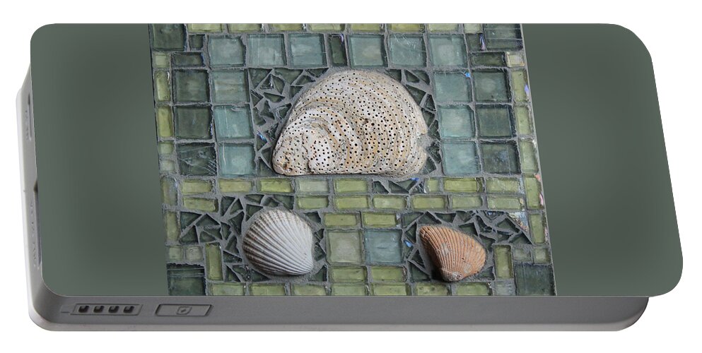 Mosaic Portable Battery Charger featuring the mixed media North Sea Shells by Annekathrin Hansen