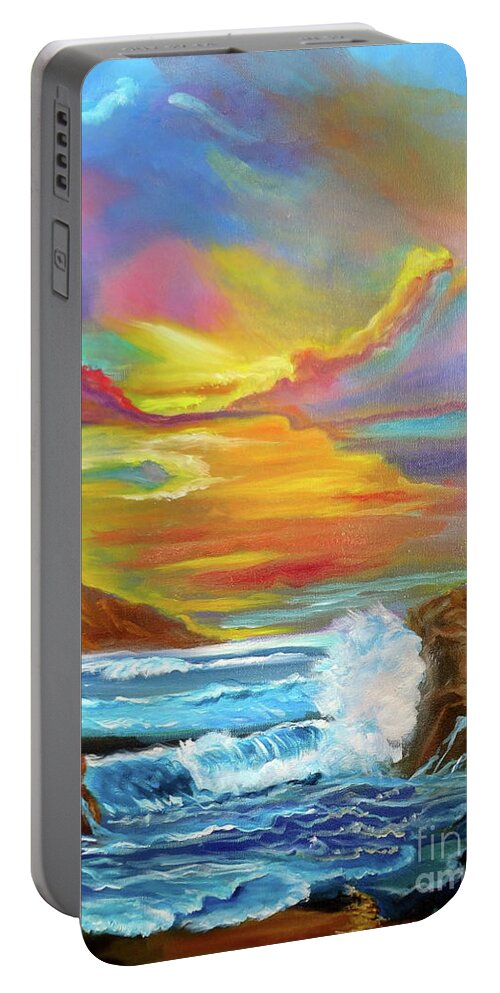 Oahu North Shore Portable Battery Charger featuring the painting North Shore by Jenny Lee
