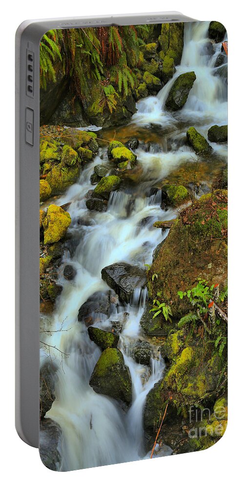 Port Alice Portable Battery Charger featuring the photograph North Vancouver Island Waterfall by Adam Jewell