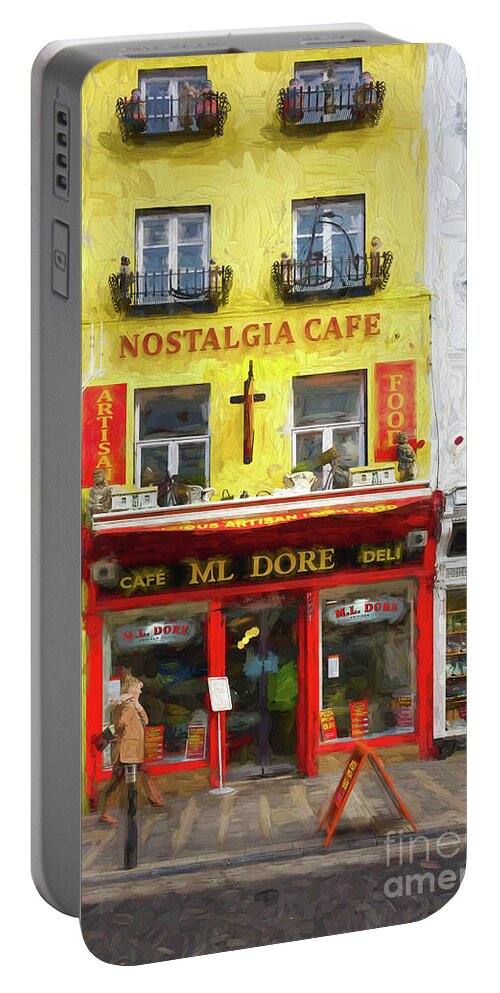 Kilkenny Portable Battery Charger featuring the digital art Nostalgia Cafe by Les Palenik