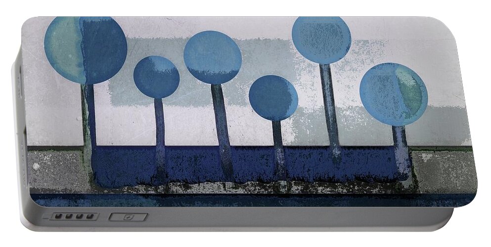 Blue Portable Battery Charger featuring the digital art Not a Forest - 010203-bl by Variance Collections