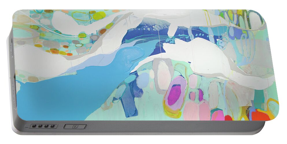 Abstract Portable Battery Charger featuring the painting Not Myself by Claire Desjardins