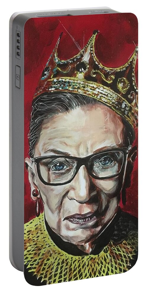 Ruth Bader Ginsburg Portable Battery Charger featuring the painting Notorious RBG by Joel Tesch