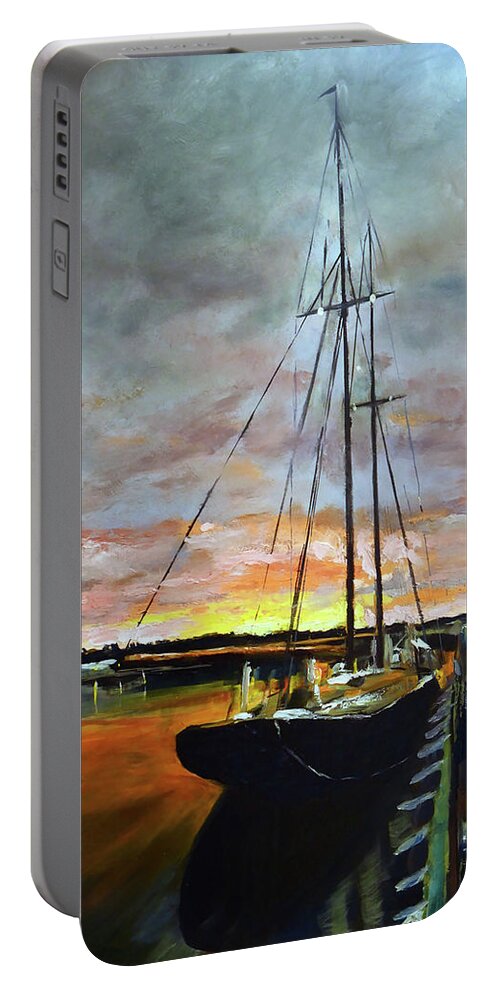 Theartistjosef Portable Battery Charger featuring the painting Nova Scotia's BlueNose II by Josef Kelly