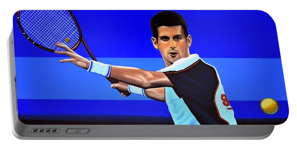Novak Djokovic Portable Battery Charger featuring the painting Novak Djokovic by Paul Meijering