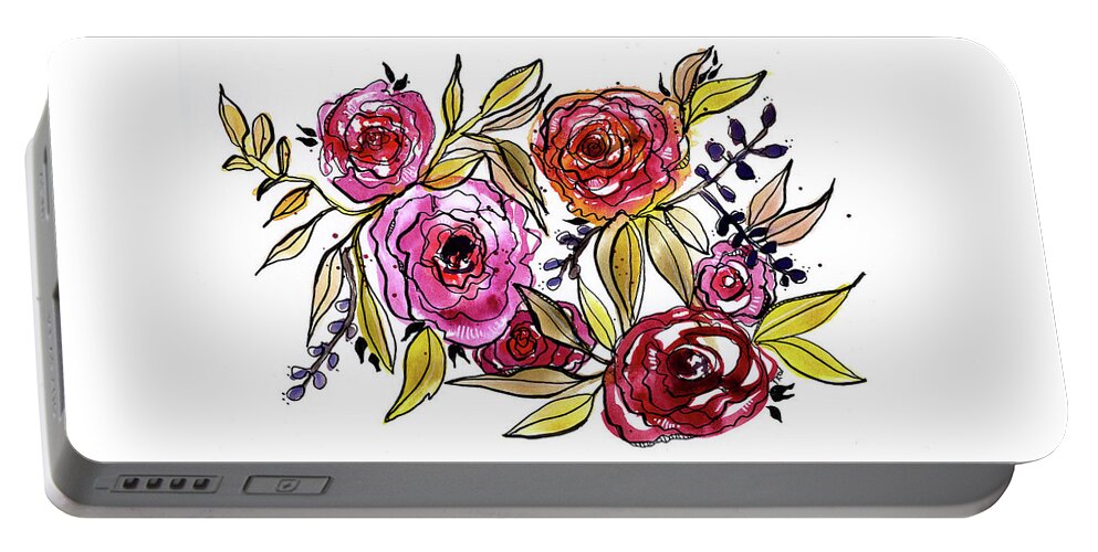 Floral Portable Battery Charger featuring the painting November Floral by Tonya Doughty