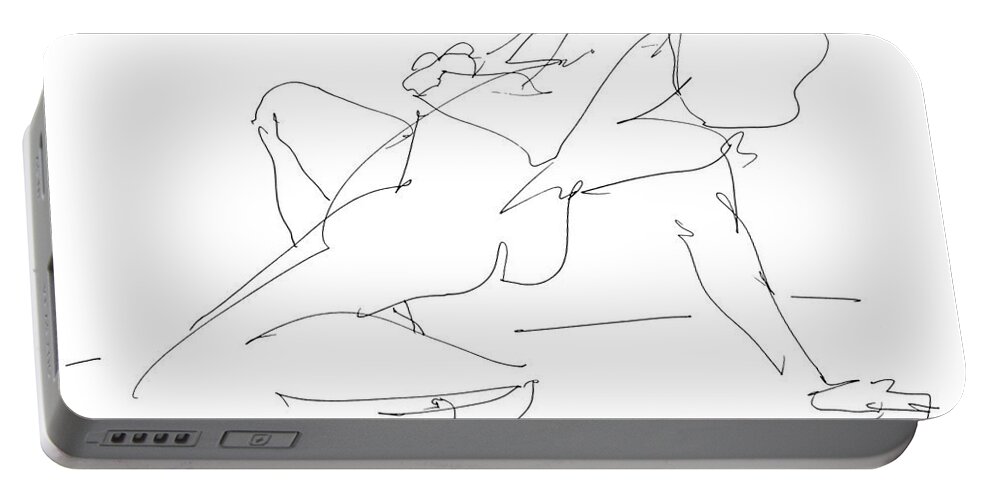 Female Portable Battery Charger featuring the drawing Nude-Female-Drawing-17 by Gordon Punt