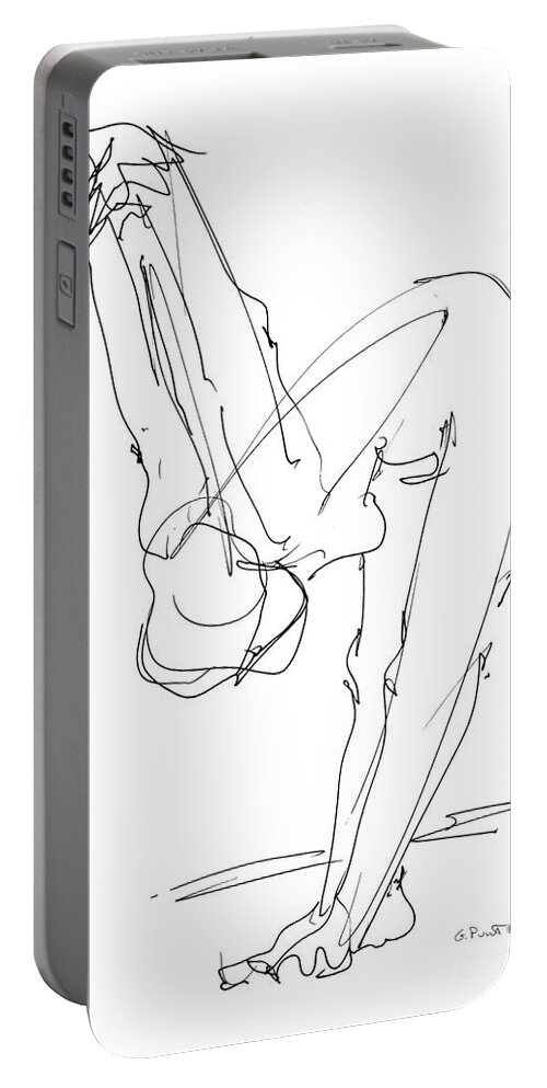 Female Portable Battery Charger featuring the drawing Nude Female Drawings 10 by Gordon Punt