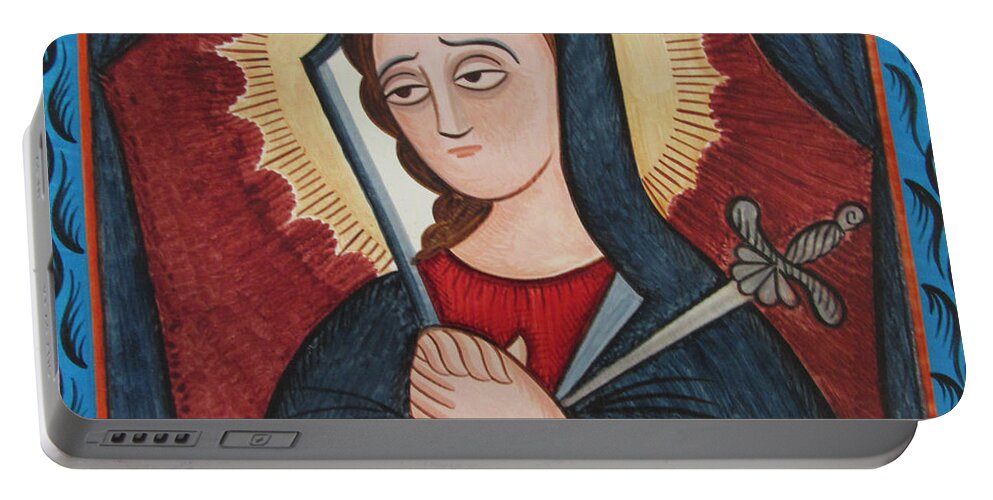 Nuestra Seora De Los Dolores - Our Lady Of Sorrows Portable Battery Charger featuring the painting Nuestra Senora de los Dolores - Our Lady of Sorrows - AOSOR by Br Arturo Olivas OFS