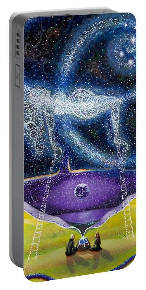 Shelley Irish Portable Battery Charger featuring the painting Nuit and the Seven Sisters by Shelley Irish