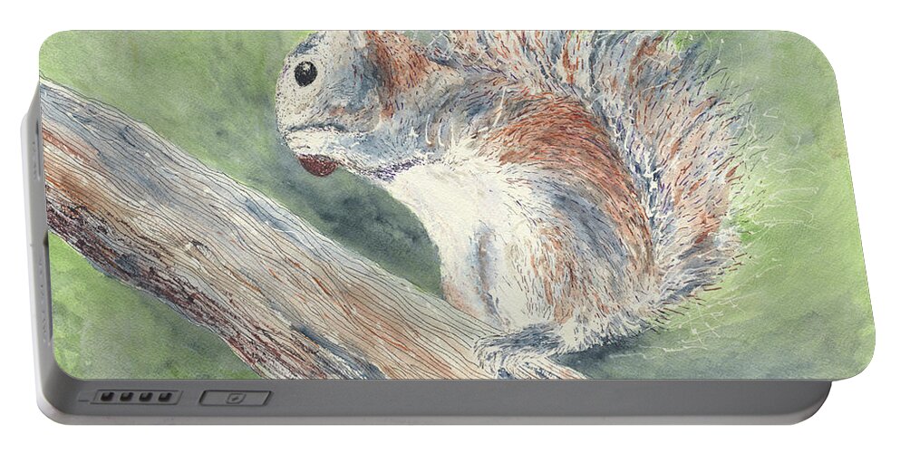 Squirrel Portable Battery Charger featuring the painting Nut Job by Kathryn Riley Parker