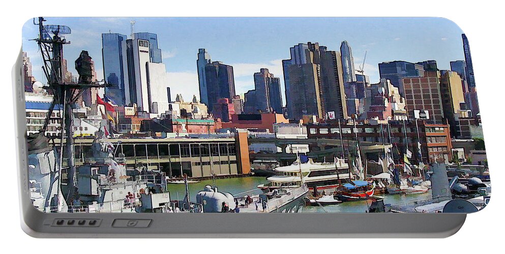 New York City Portable Battery Charger featuring the photograph NYC from Aircraft Carrier Intrepid by David Thompsen
