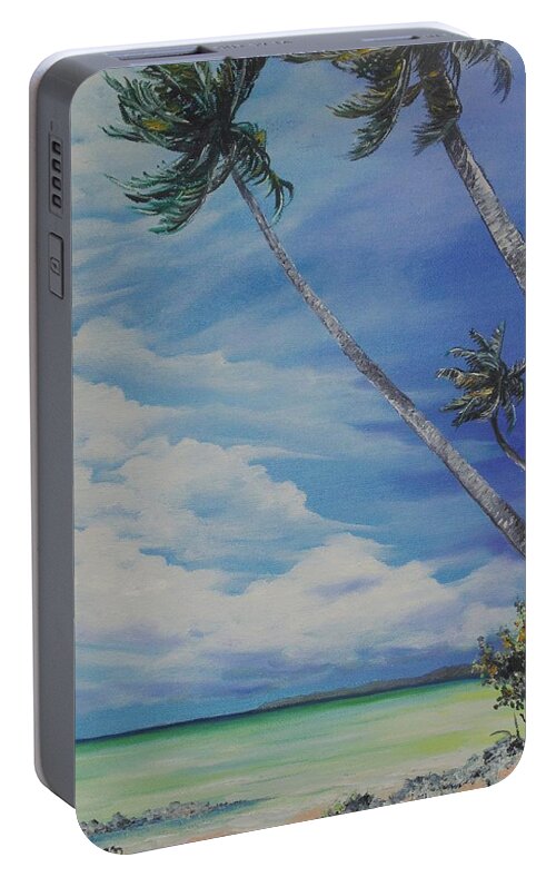  Trinidad And Tobago Seascape Portable Battery Charger featuring the painting Nylon Pool Tobago. by Karin Dawn Kelshall- Best