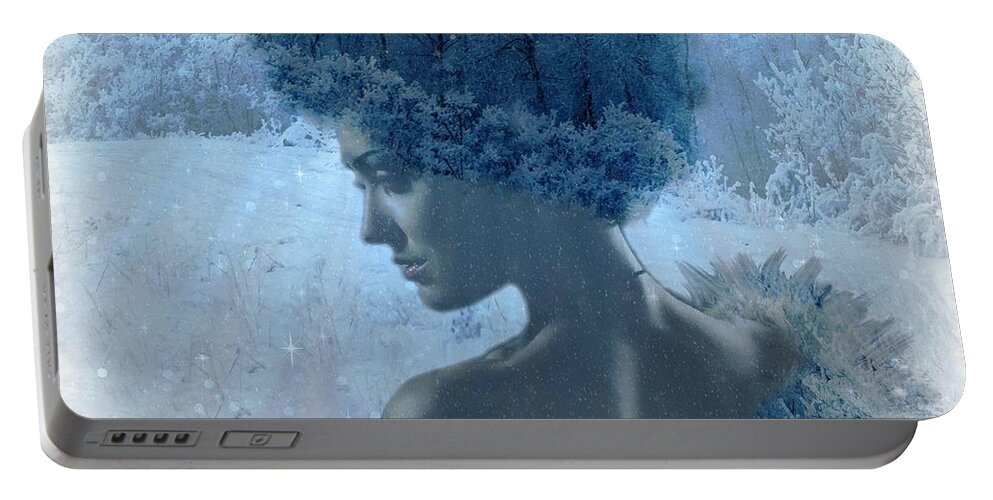 Woman Portable Battery Charger featuring the digital art Nymph of January by Lilia S