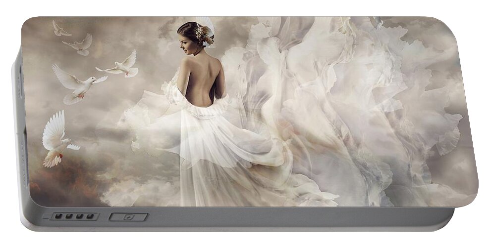 Nymph Portable Battery Charger featuring the digital art Nymph of the sky by Lilia D