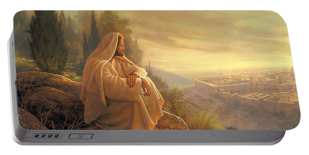 Esus Portable Battery Charger featuring the painting O Jerusalem by Greg Olsen