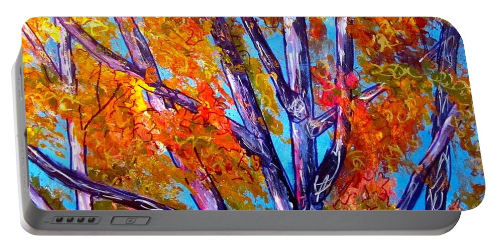 Tree Portable Battery Charger featuring the painting Oak In Autumn by Barbara O'Toole