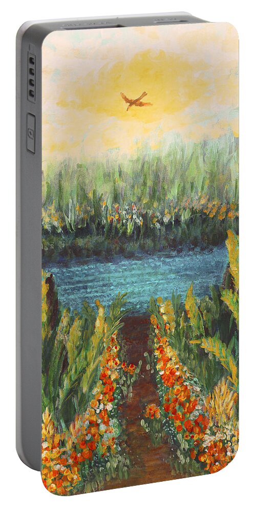 Oasis Portable Battery Charger featuring the painting Oasis by Holly Carmichael
