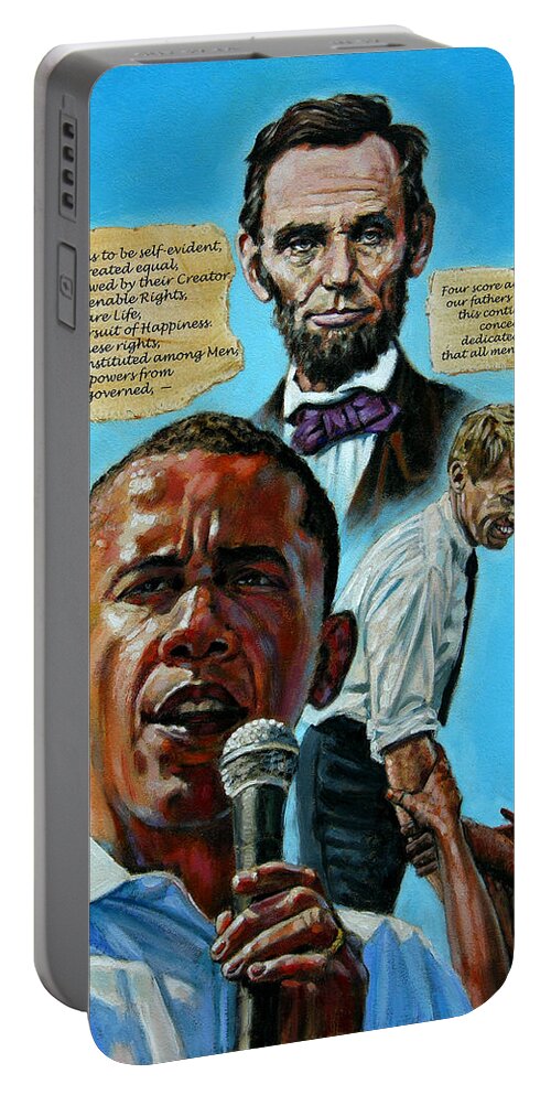 Obama Portable Battery Charger featuring the painting Obamas Heritage by John Lautermilch