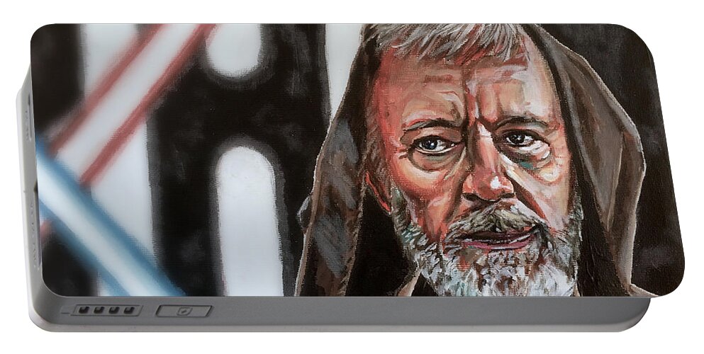 Star Wars Portable Battery Charger featuring the painting Obi-Wan Kenobi's Last Stand by Joel Tesch