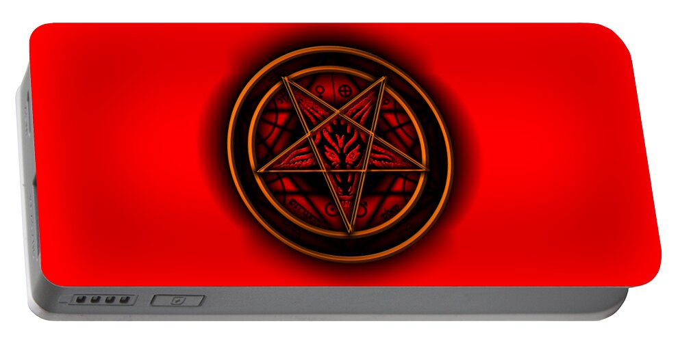 Fantasy Portable Battery Charger featuring the digital art Occult Magick Symbol on Red by Pierre Blanchard by Esoterica Art Agency