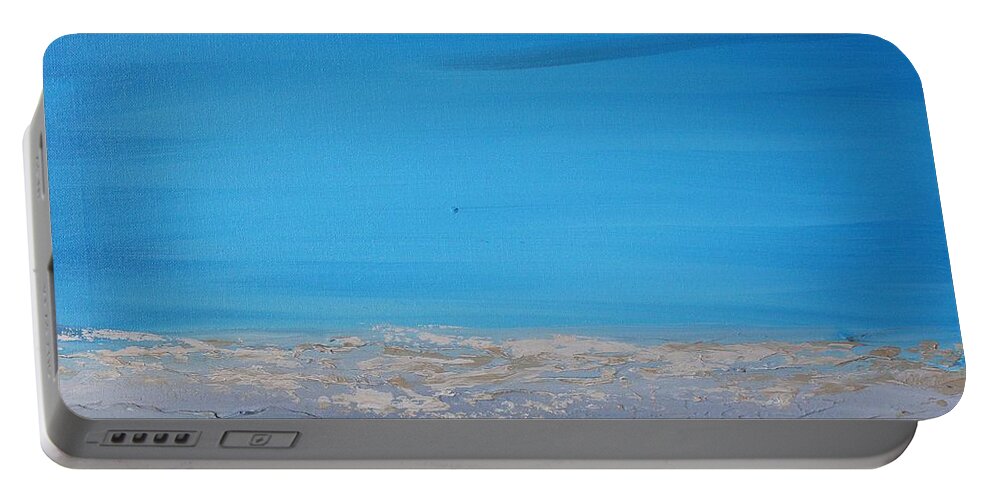 Blue Portable Battery Charger featuring the painting Ocean Blue 2 by Preethi Mathialagan