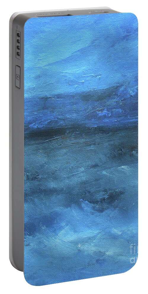 Abstract Portable Battery Charger featuring the painting Ocean Blues 2 by Jane See