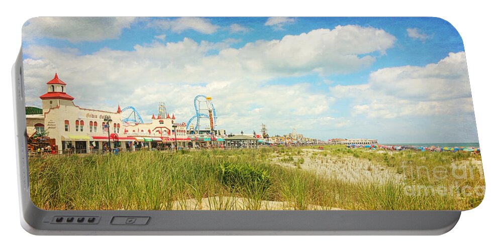 Ocean City Portable Battery Charger featuring the photograph Ocean City Boardwalk Music Pier and Beach by Beth Ferris Sale