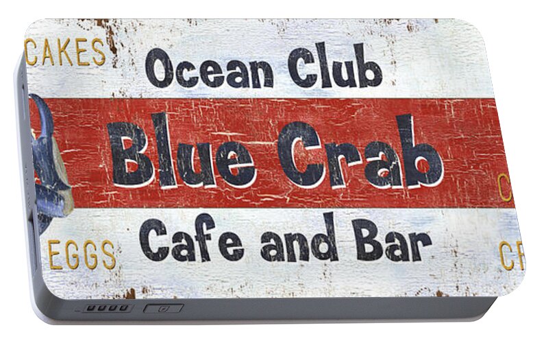 Crab Portable Battery Charger featuring the painting Ocean Club Cafe by Debbie DeWitt