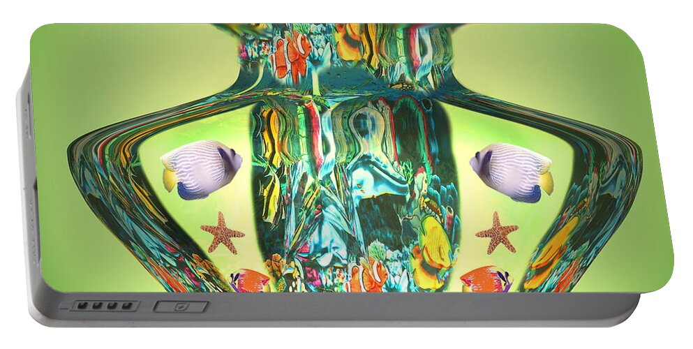 Pacific Portable Battery Charger featuring the digital art Ocean In Glass by Joyce Dickens