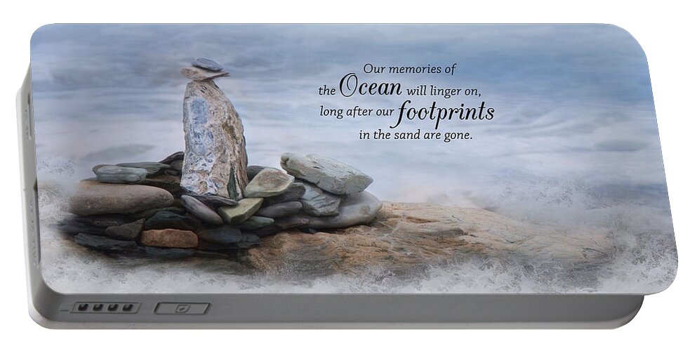 Beach Scuptures Portable Battery Charger featuring the photograph Ocean Memories by Robin-Lee Vieira