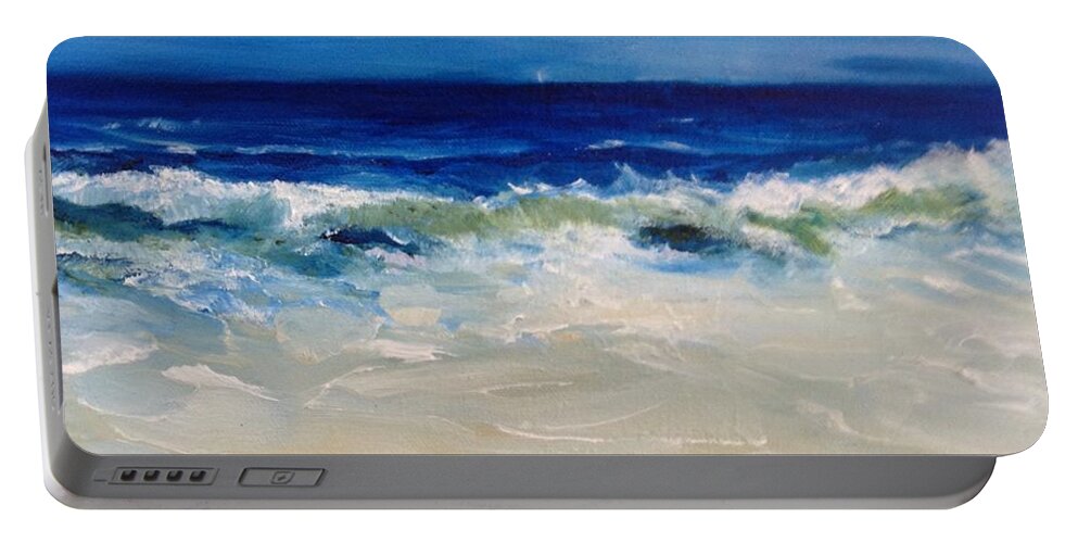 Seascape Portable Battery Charger featuring the painting Ocean roar by Chuck Gebhardt