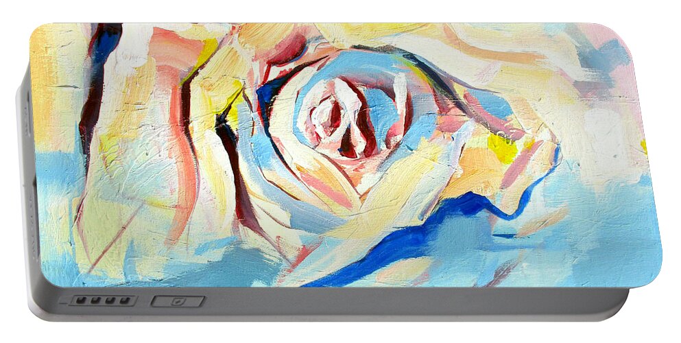 Florals Portable Battery Charger featuring the painting Ocean Rose by John Gholson