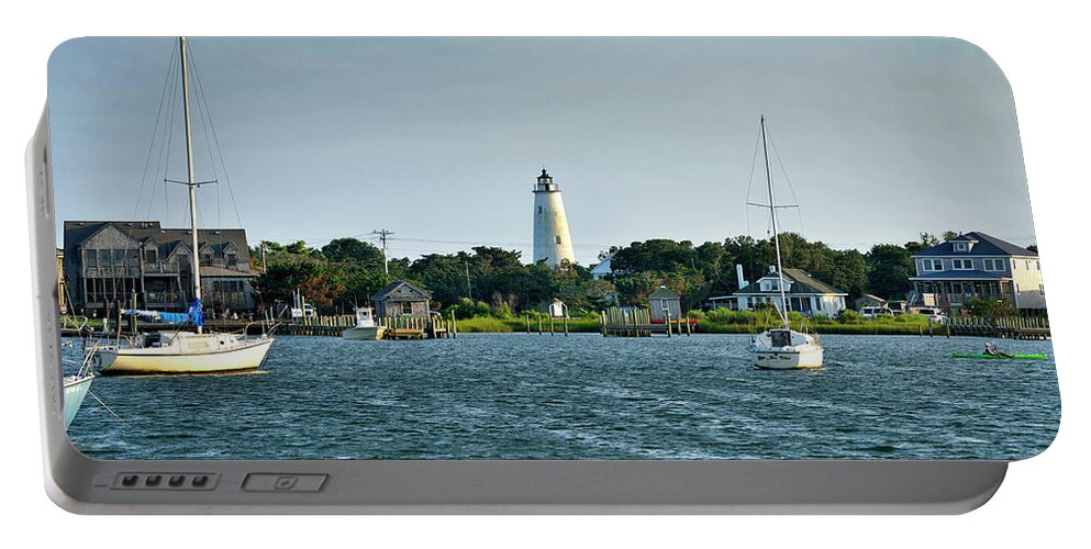 Ocracoke Portable Battery Charger featuring the photograph Ocracoke Island Lighthouse from Silver Lake by Brendan Reals
