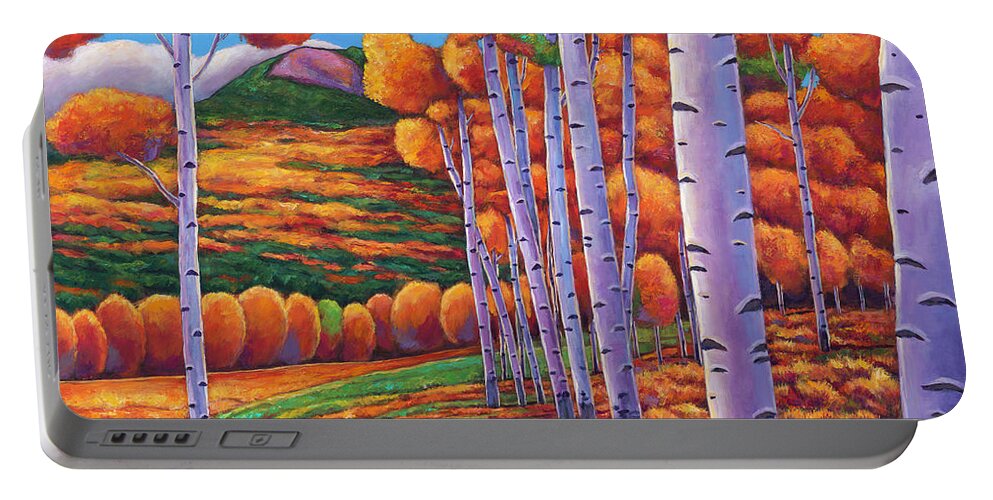 Autumn Aspen Portable Battery Charger featuring the painting October Enclave by Johnathan Harris
