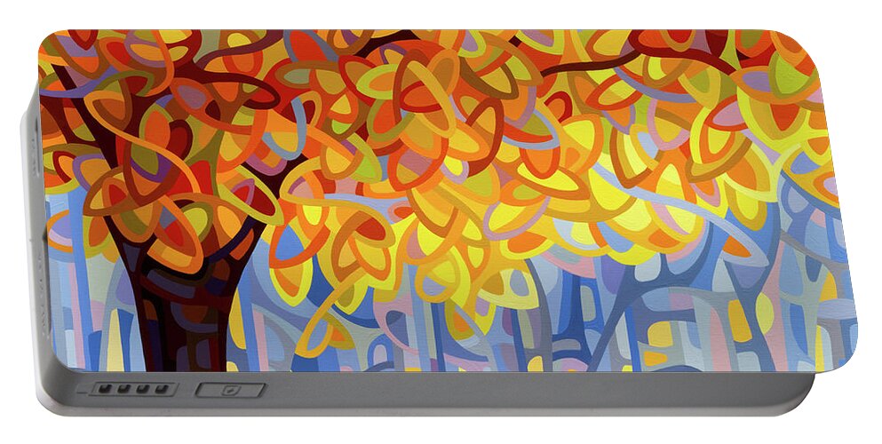 Abstract Portable Battery Charger featuring the painting October Gold by Mandy Budan