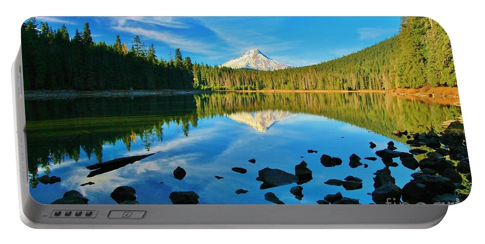 Landscape Portable Battery Charger featuring the photograph October on the lake by Sheila Ping