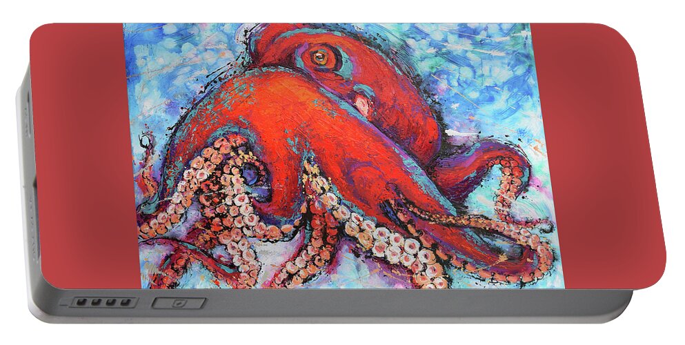 Octopus Portable Battery Charger featuring the painting Octopus by Jyotika Shroff